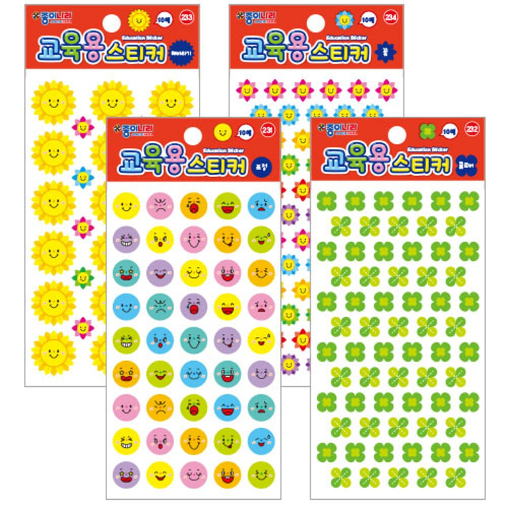 교육용 스티커 (표정, 클로버, 해바라기, 꽃)